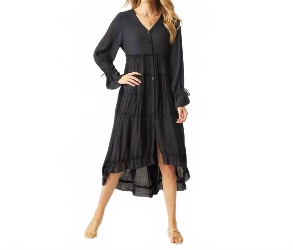 NEW COCO + CARMEN norra oversized button front dress in black